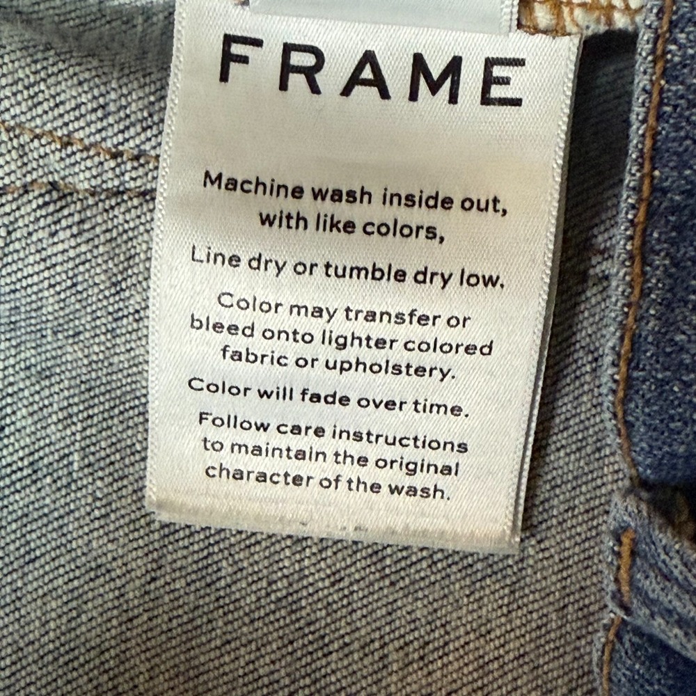 Frame Jeans Womens 26 Blue Le High Straight Raw Hem Medium Wash Cotton Stretch - Picture 16 of 16